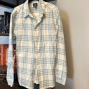 Men’s button up striped blue and white